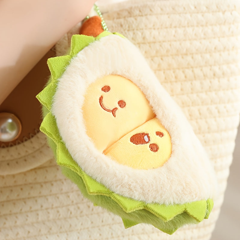 Durian Plush Toy Soft Fluffy Animal Expressive Eyes Beige Yellow