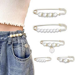 Faux Pearl Brooch for Women Rhinestone Shawl Pin Clip