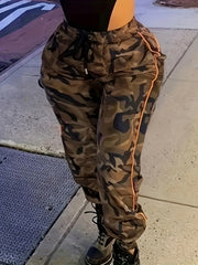 Women's Plus Camo Print Side Striped Joggers