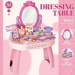 30pcs Kids Princess Dress Up Toy Set with Hair Dryer Lipstick Ponytail
