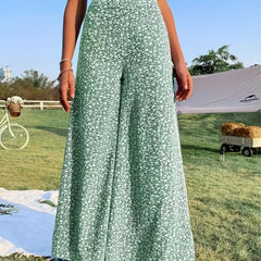 Women's Plus Ditsy Floral Print Wide Leg Trousers