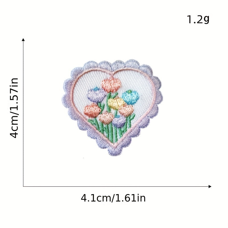 Heart Flower Iron On Patches for Kids Sew On Embroidered Applique