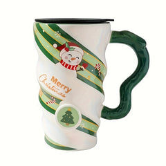 500ml Christmas Ceramic Cup Spiral Shaped Mug Coffee Cup For Outdoor Sports
