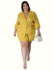 Women's Plus Floral Print Blouse & Shorts Set