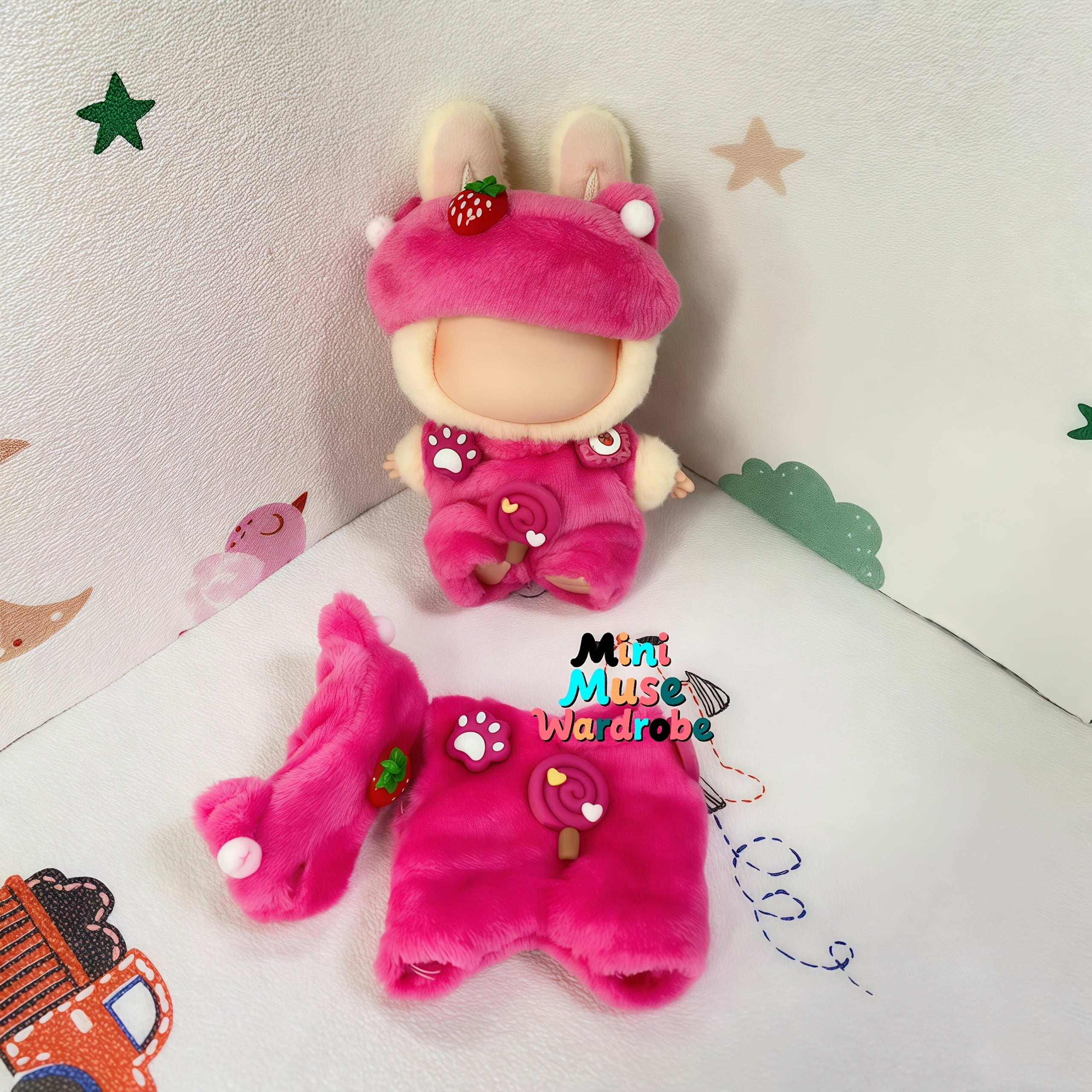 Doll Costume Strawberry Headpiece Clothes LABUBU Birthday Holiday No Dolls