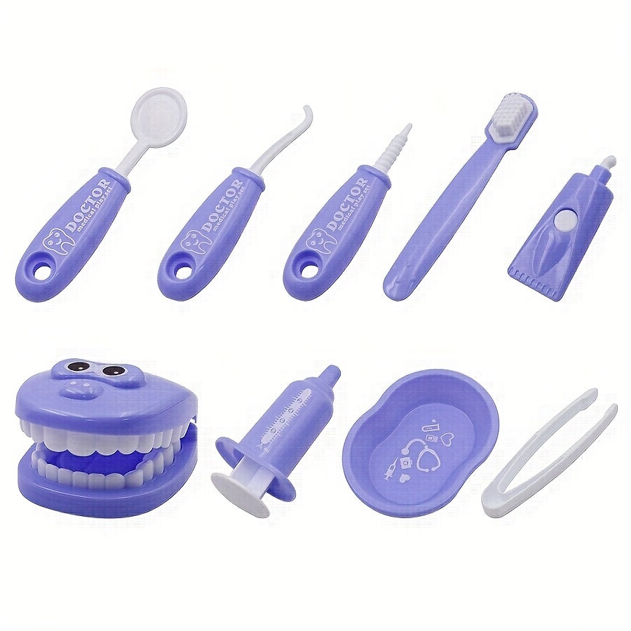 Kids Dentist Simulation Set Oral Care Toy 9pcs Set in 2 Colors