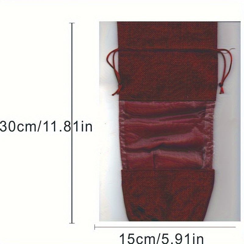 6pcs Burlap Wine Bottle Bag Drawstring Champagne Wine Bag With Hand Gift Bag