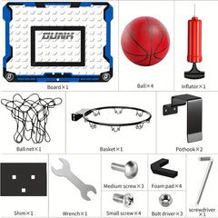 Indoor Basketball Hoop Set with 4 Balls, Complete Accessories