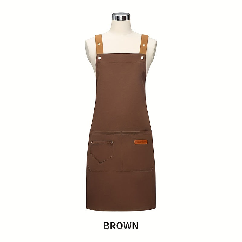 Waterproof Halter Apron with Pockets - Kitchen Home Cooking Work Apron