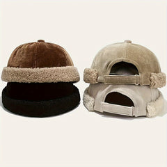 Winter Retro Cotton Warm Brimless Cap
