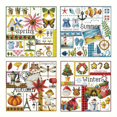 Four Seasons Stamped Cross Stitch Kit 14CT DIY Needlework Decor
