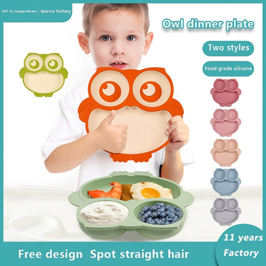 Silicone Children's Dinner Plate Owl Dinner Plate Food Supplement Tableware