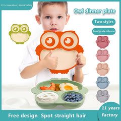 Silicone Children's Dinner Plate Owl Dinner Plate Food Supplement Tableware