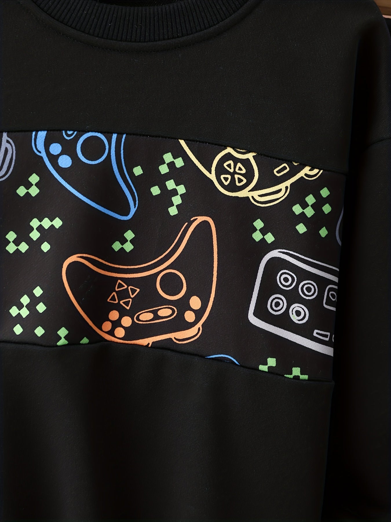Gamepad Pattern Boy's 2pcs Hoodie & Sweatpants Set Street Style Casual Outfits