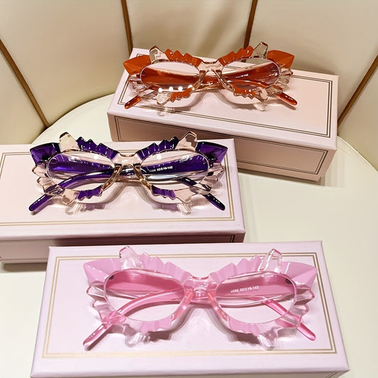 Y2K Snowflake Decorative Glasses Jelly Block Irregular Alien Glasses