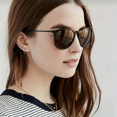 Round Frame Sunglasses For Women Men Minimalist Cat Eye Glasses