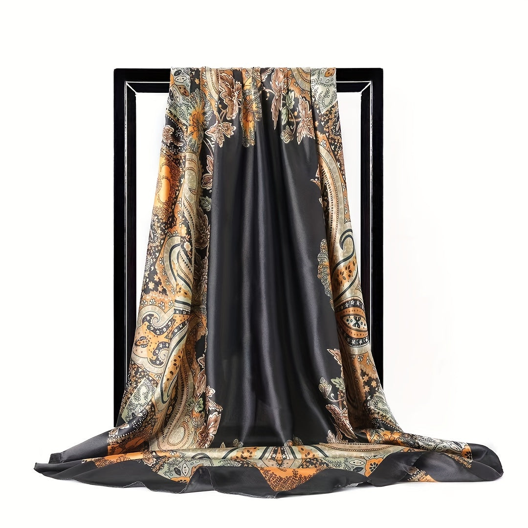Paisley Print Square Scarf Satin Bandana Silk Hijab Women Head Wraps