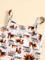 Toddler Girls Turkey Cami Romper Jumpsuit