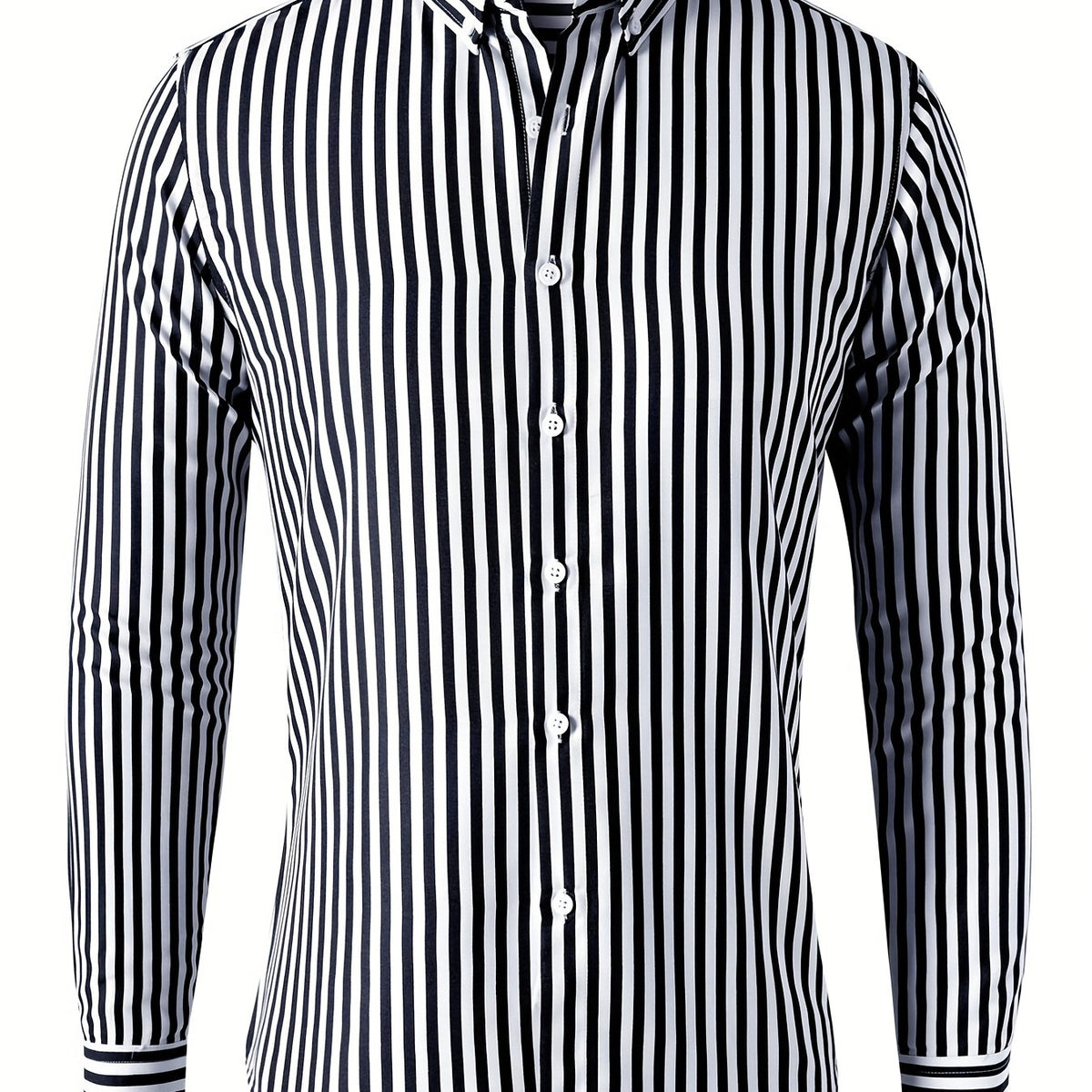 Men's Stripe Print Button Up Shirt