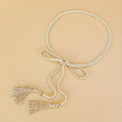Women's Tassel Skinny Chain Belts Casual Dress Belts Woven Rope Belts