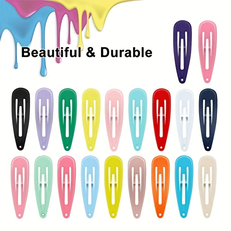 100pcs Colorful Snap Clip Metal Hair Clip for Women Girls