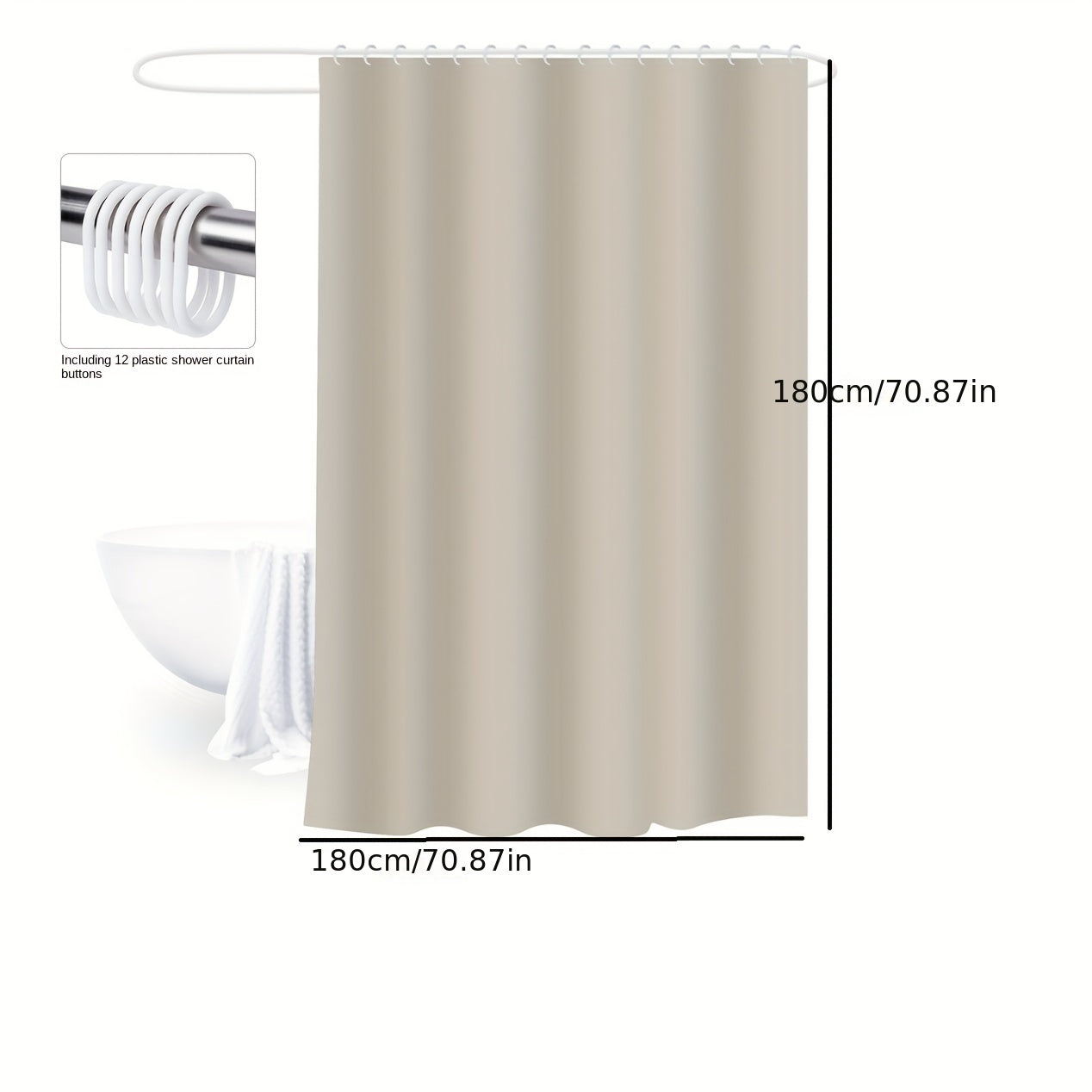 Thick Shower Curtain Waterproof Bathroom Curtain with 12 Hooks
