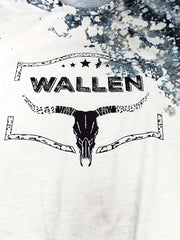  Tie Dye Cow Print Tee & Shorts Set Western Style 2 Piece Outfit