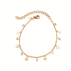 Star & Zircon Tassel Pendant Anklet Summer Yoga Beach Jewelry