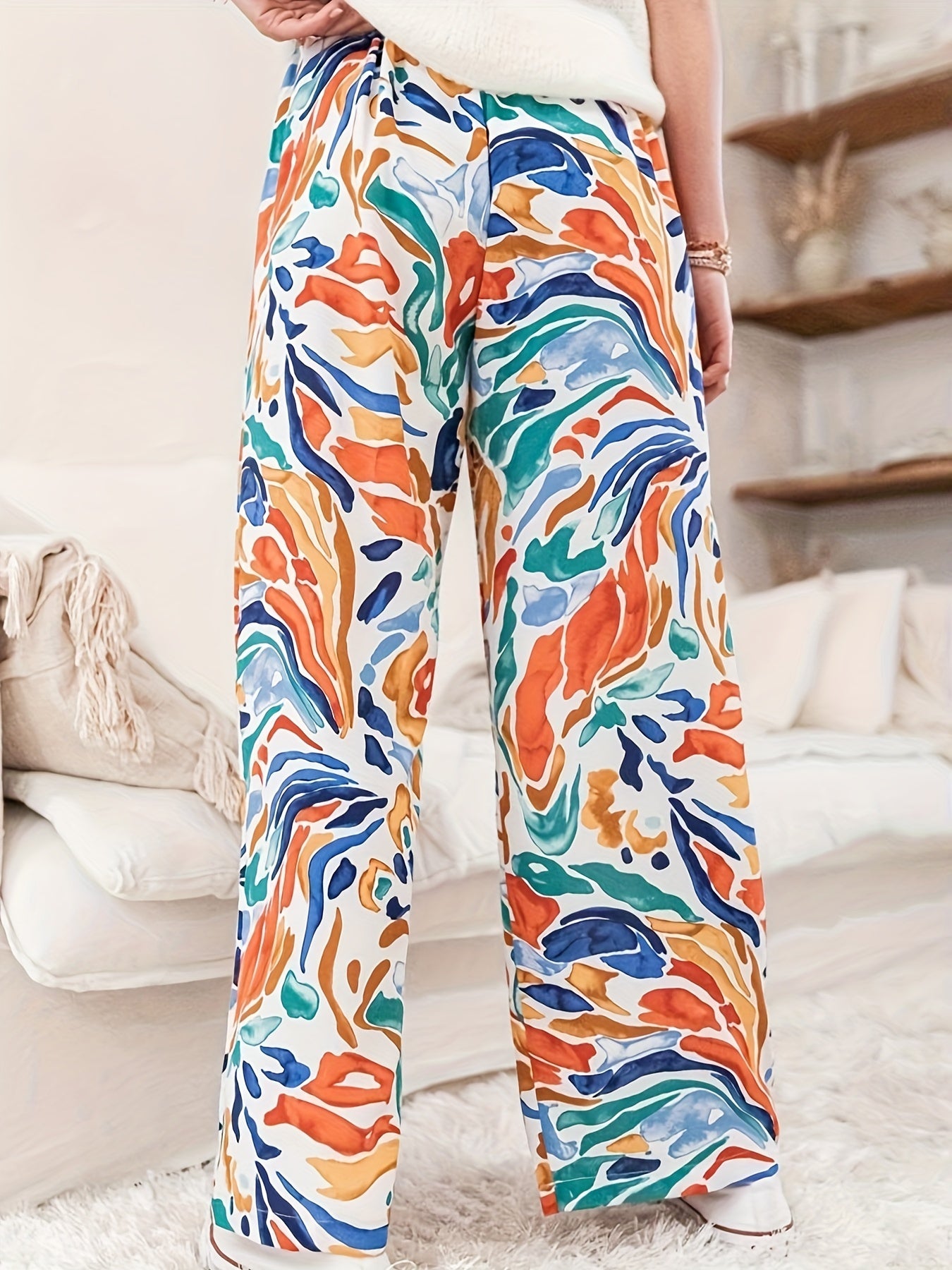 Wide Leg Trousers With Belt & Pockets Plus Size