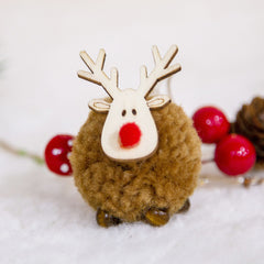 Christmas Reindeer Small Hanging Pendant Mini Felt Xmas Tree Ornament