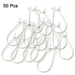 50 Stainless Steel Ear Wire Hooks Earring French Style Lever H