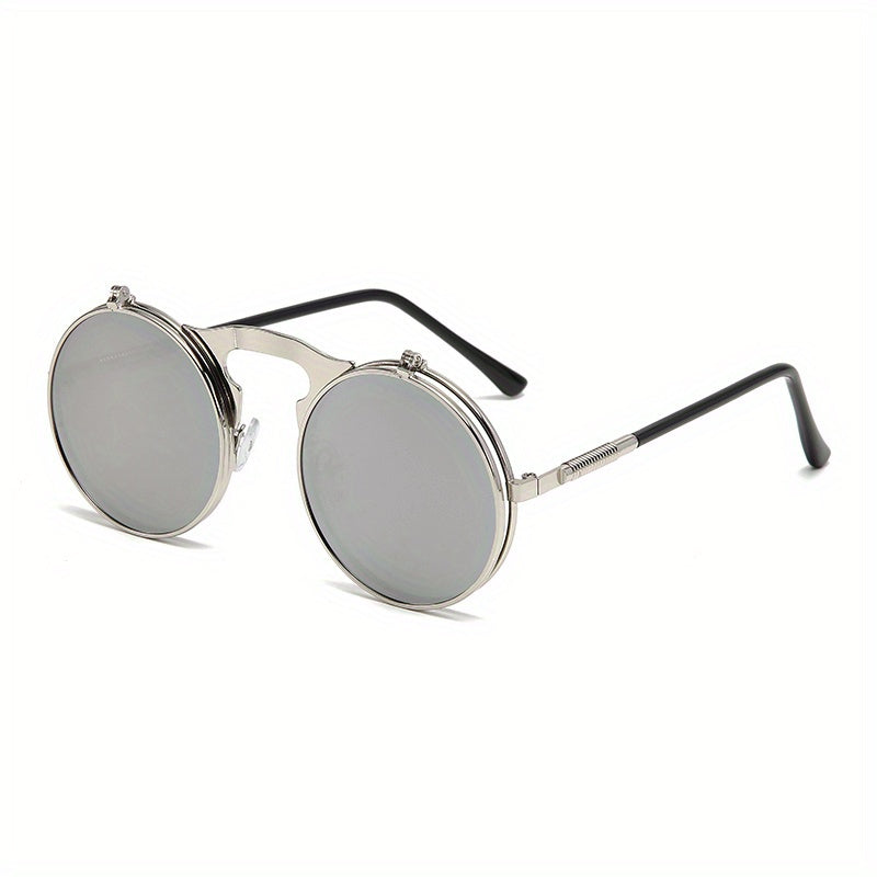 Metal Steampunk Dual Use Sunglasses with Small Round Frame