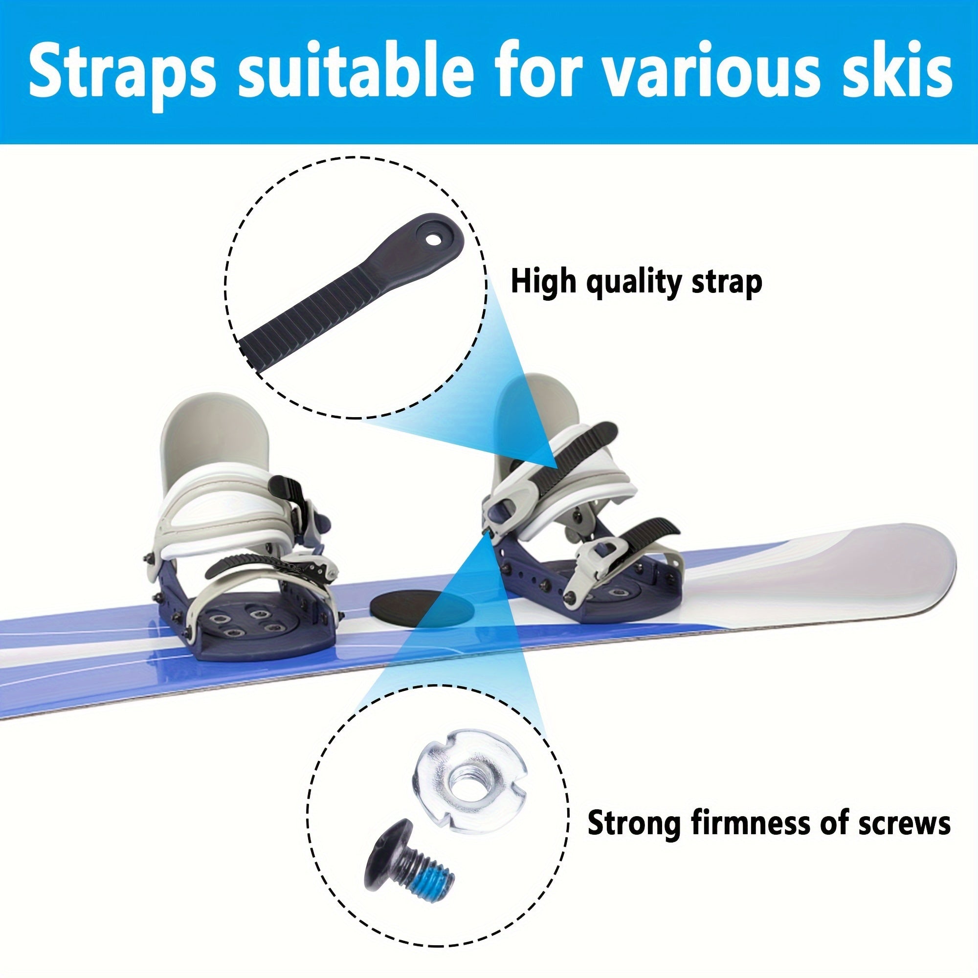 6pcs Snowboard Bindings Straps Ladder Strap Replacement 8.2 inch