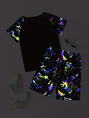 Boys Tie Dye T shirt Matching Shorts Kids Clothes Summer