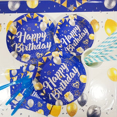 Boy Birthday Party Supplies Set - Tableware Plate Cup Tissue Tablecloth Banner