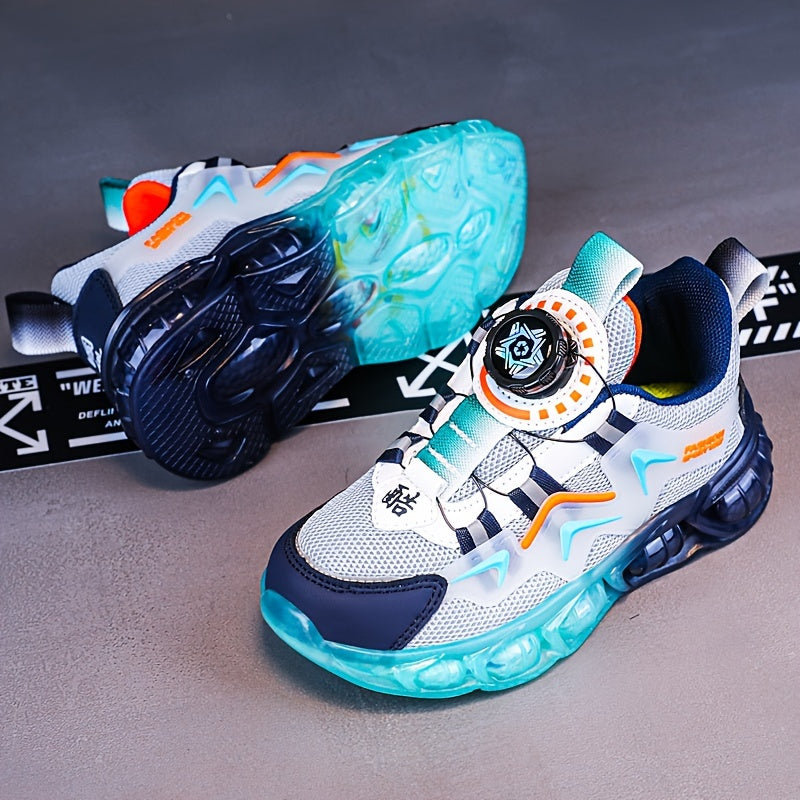 Girl's Block Basketball Shoes Rotating Buckle Breathable Non Slip Sneakers