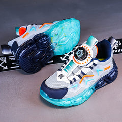 Girl's Block Basketball Shoes Rotating Buckle Breathable Non Slip Sneakers