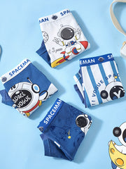 4pcs Boy's Astronaut Graphic Boxer Briefs Underwear Clothes