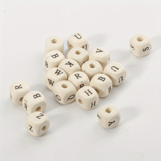 10mm Primary Square Letter Wooden Bead English Letter DIY Jewelry Material
