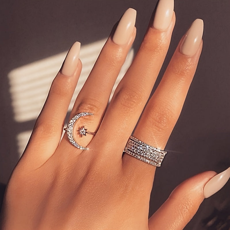 Star Moon Open Ring Index Finger Gift Women