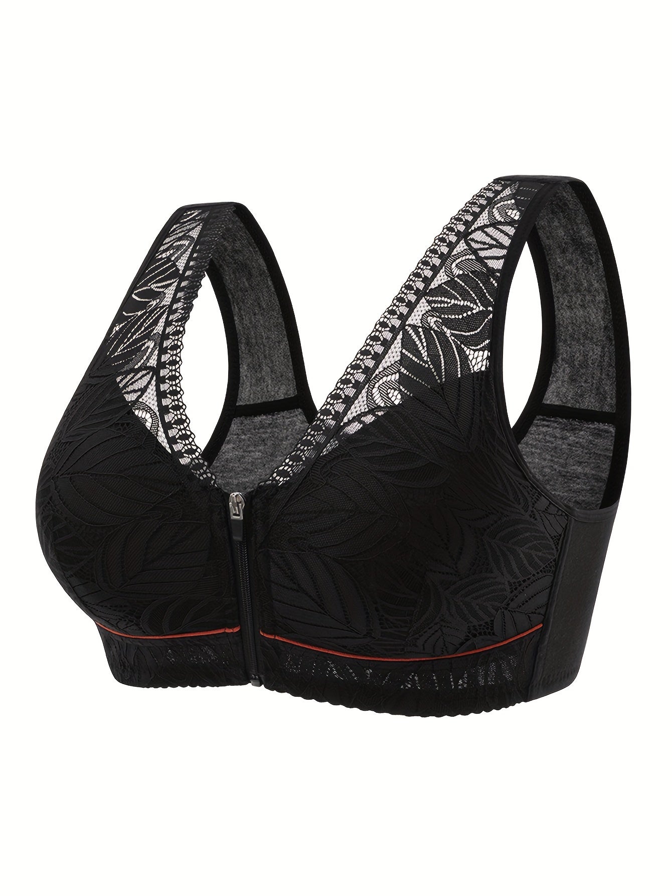 3 Pack Women's Plus Leaf Jacquard Lace Tank Bras Set