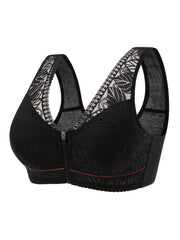 3 Pack Women's Plus Leaf Jacquard Lace Tank Bras Set