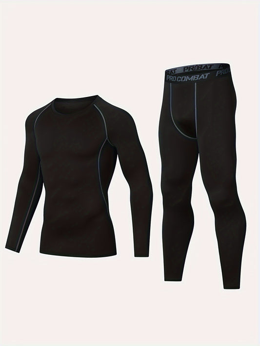 Men's Long Sleeve Compression Shirt & Legging for Fitness