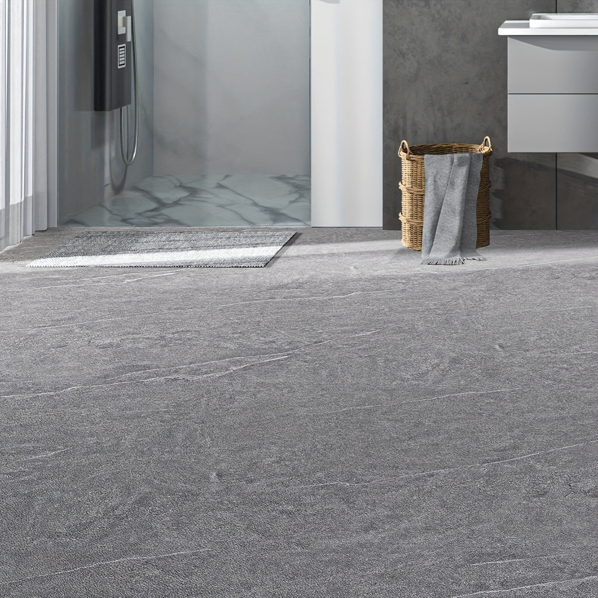 Retro Gray Cement Grain Crack Floor Sticker Anti Slip Waterproof