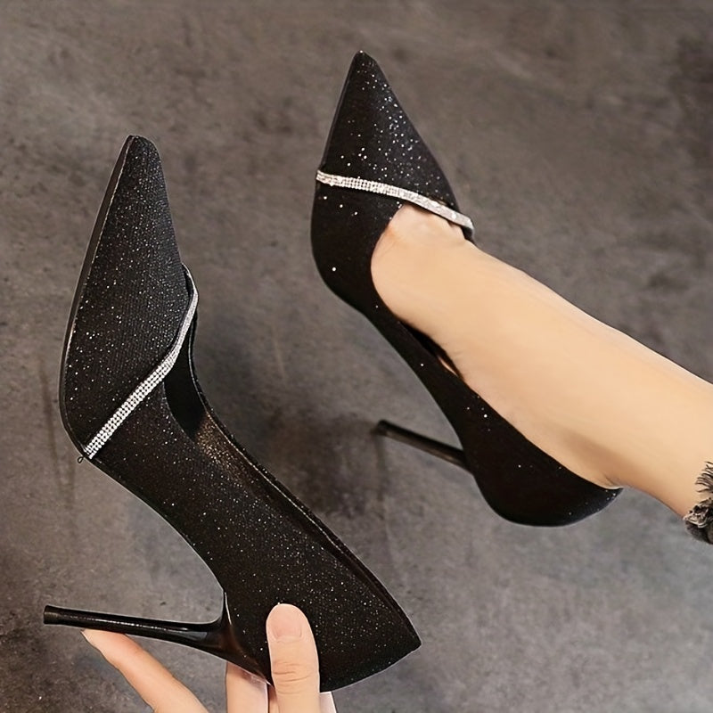 Women's Glitter Pointed Toe Stiletto Heels
