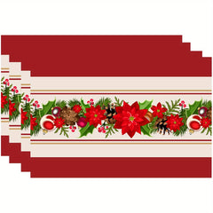 4pcs Christmas Placemat Colorful Plaid Heat Insulation Pad