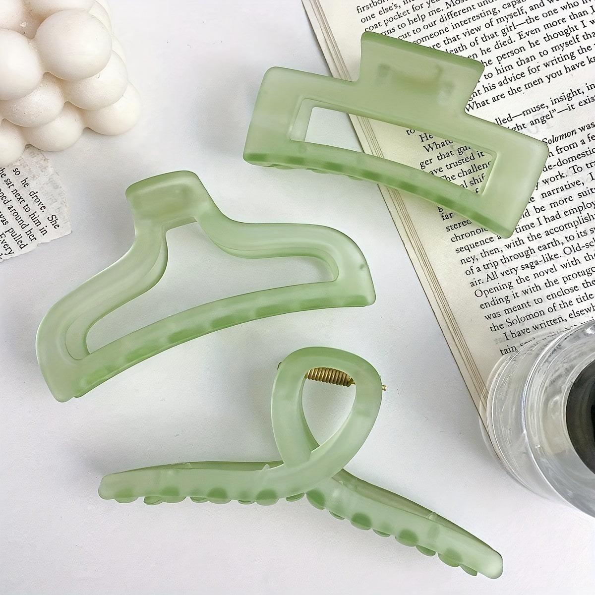 3pcs Large Hair Claw Transparent Plastic Shark Claw Style Hair Accessories