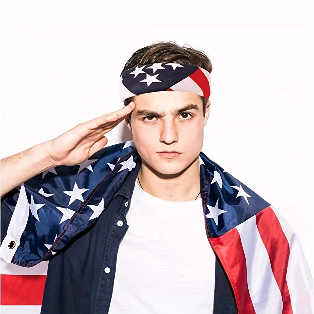 Cotton Sport Pocket Square Headscarf American Flag Print Headband Bandana