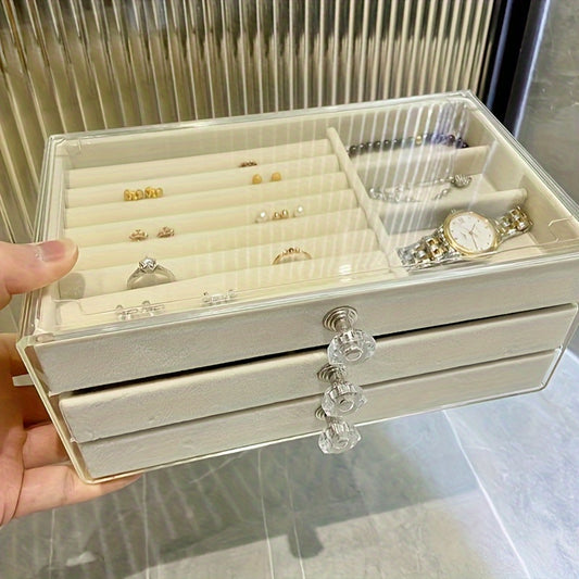 Acrylic Jewelry Storage Box 3-layer Drawer Type Organizer