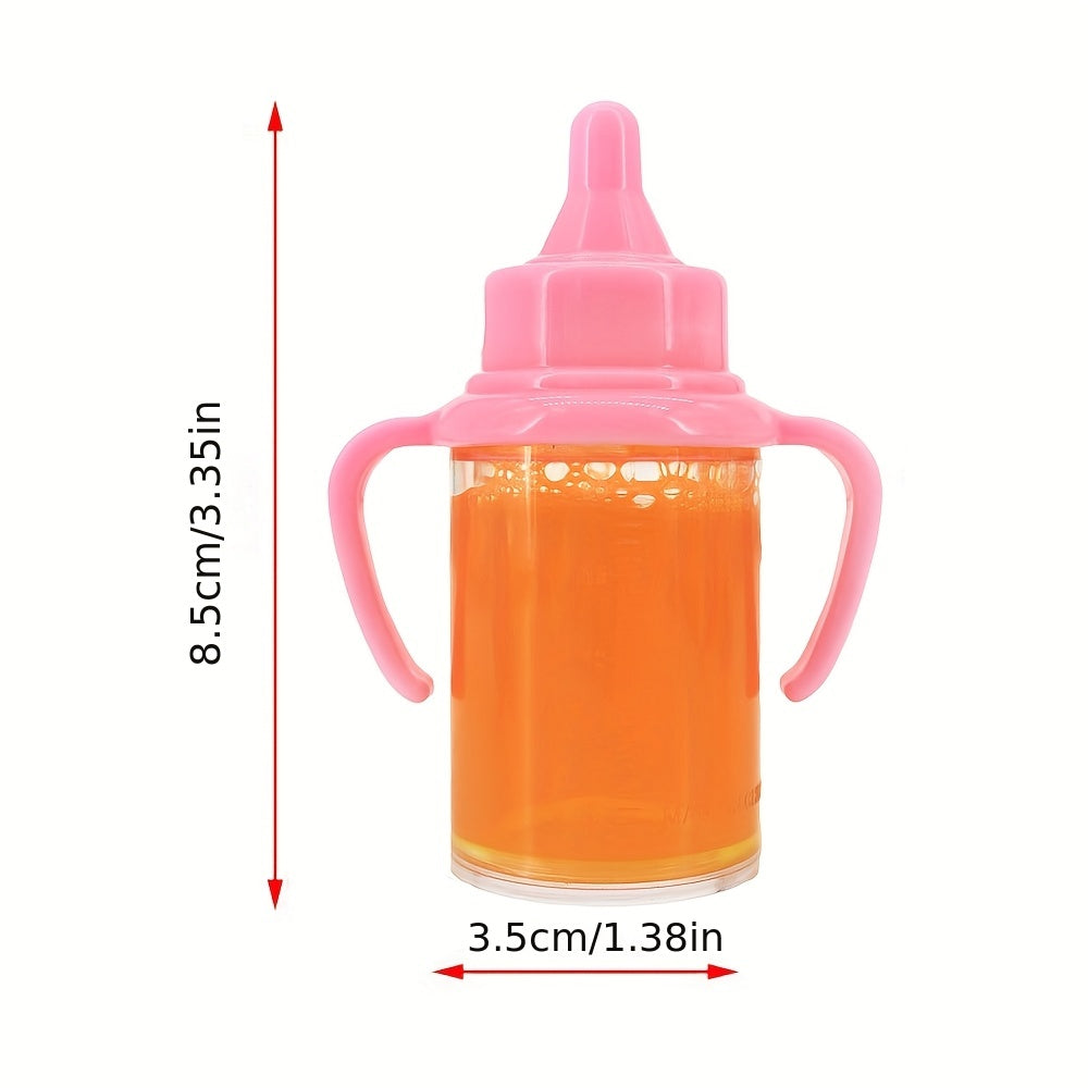 7 in 1 Doll Bottle Set with Milk & Juice, Orange Nipples PP Material